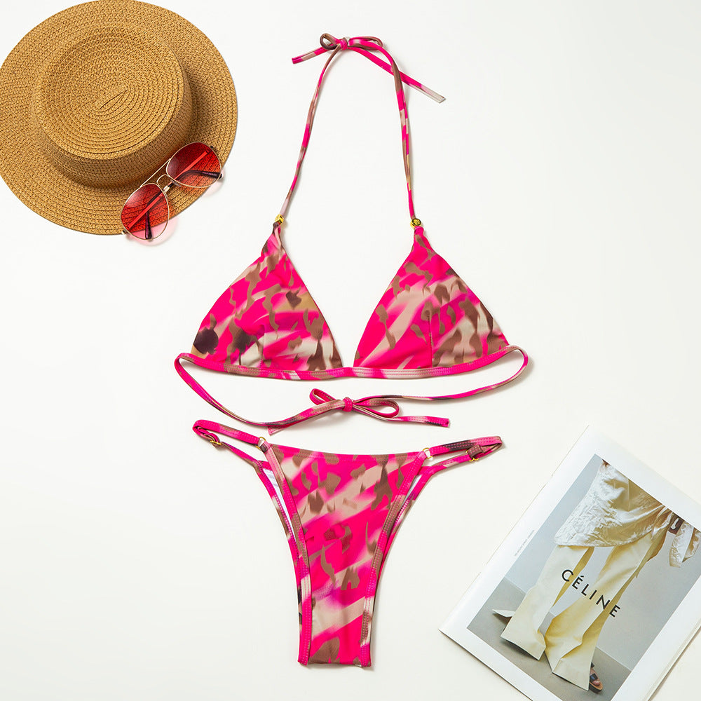 Bikini Split Swimsuit Women Printed Lace up Chiffon Set Bella Mia