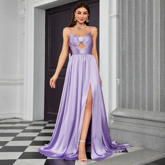 Sexy Sling Evening Dress Birthday Prom Party Hollow Out Cutout Dress Slim Slit Dress Bella Mia
