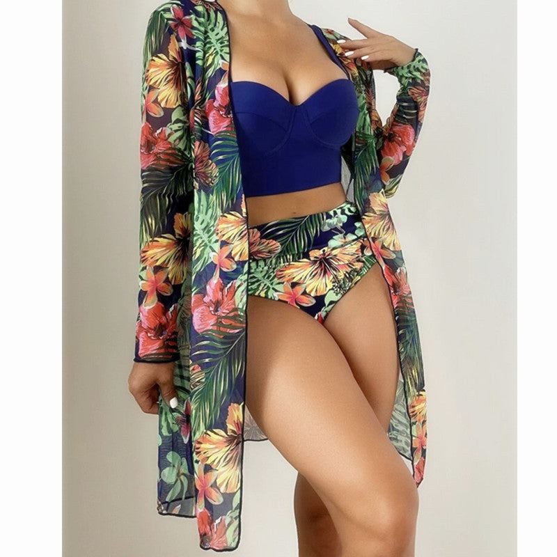 Sexy Mesh Bikini Three Piece Push up Split Printed Swimsuit for Women Bella Mia