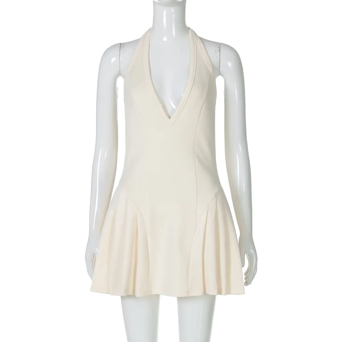 Summer Women Clothing Deep V Plunge neck Halter Backless Dress Sexy Waist Dress Bella Mia