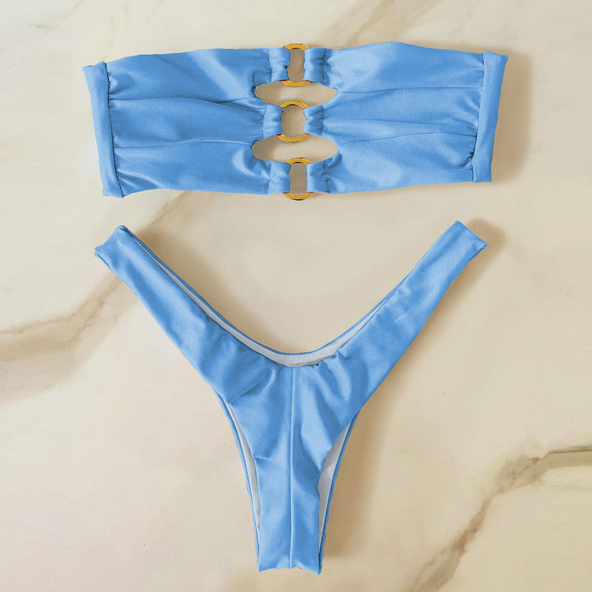 Low Waist High Slit Solid Color Bikini Sexy Split Swimsuit Women Bikini Bella Mia