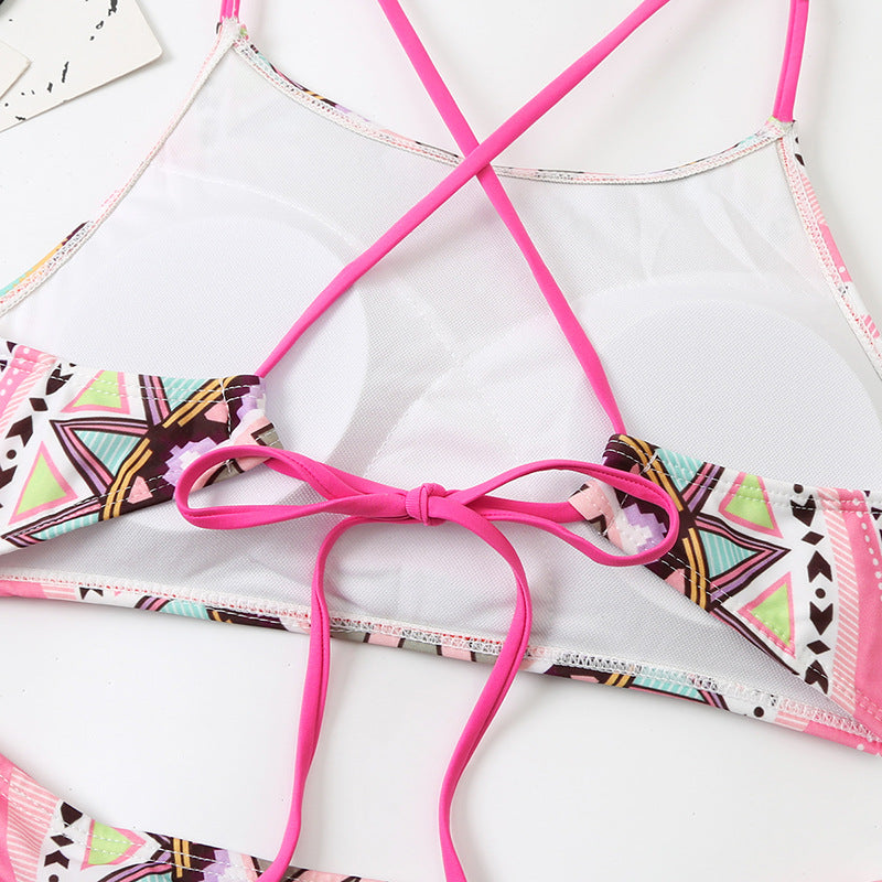 Digital Printing Fixed Board Split Women Triangle Pockets Bikini Swimsuit Beach Swimsuit Swimming Bella Mia