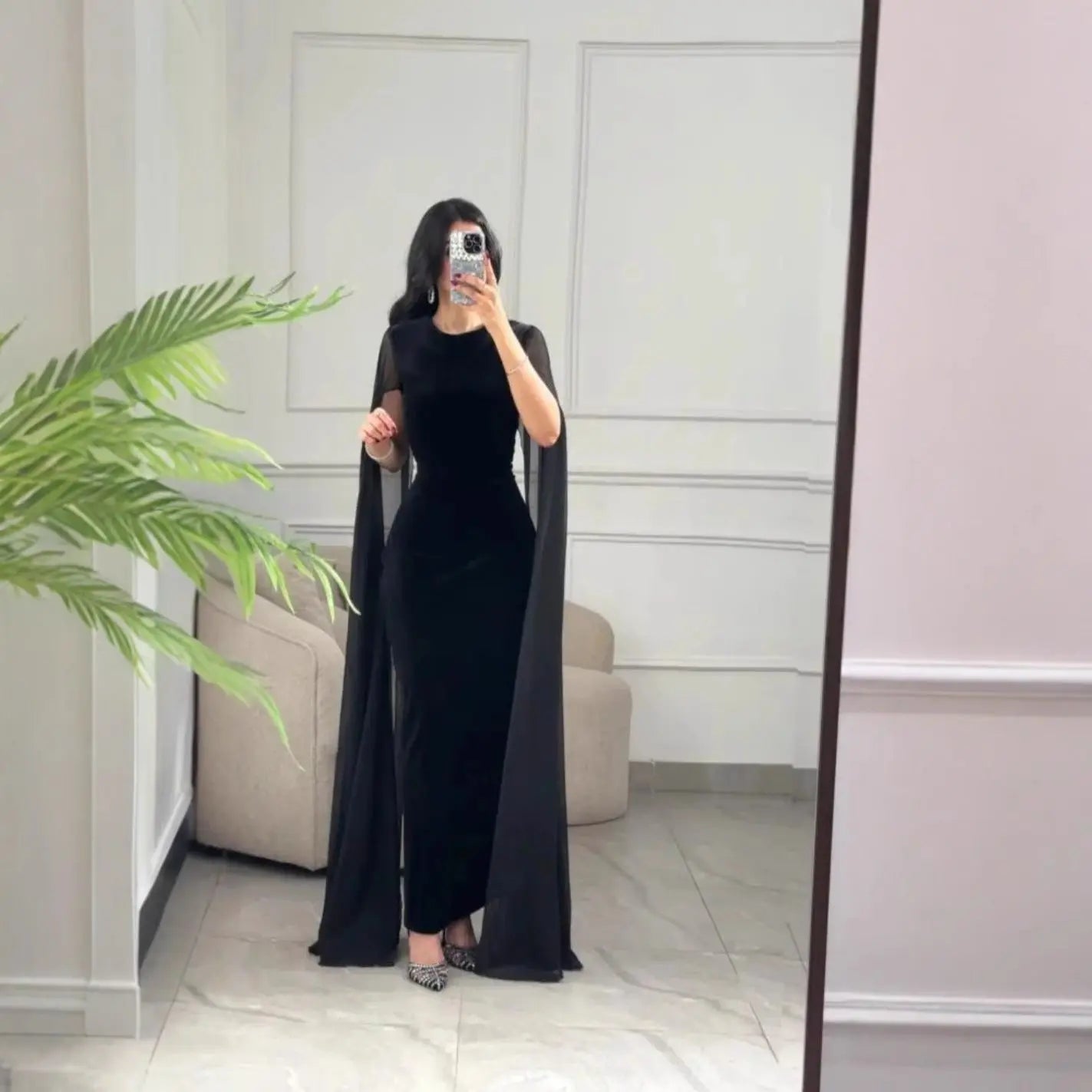 Autumn Winter Women Clothing Middle East Velvet Sheath Sleeve Dress Bella Mia