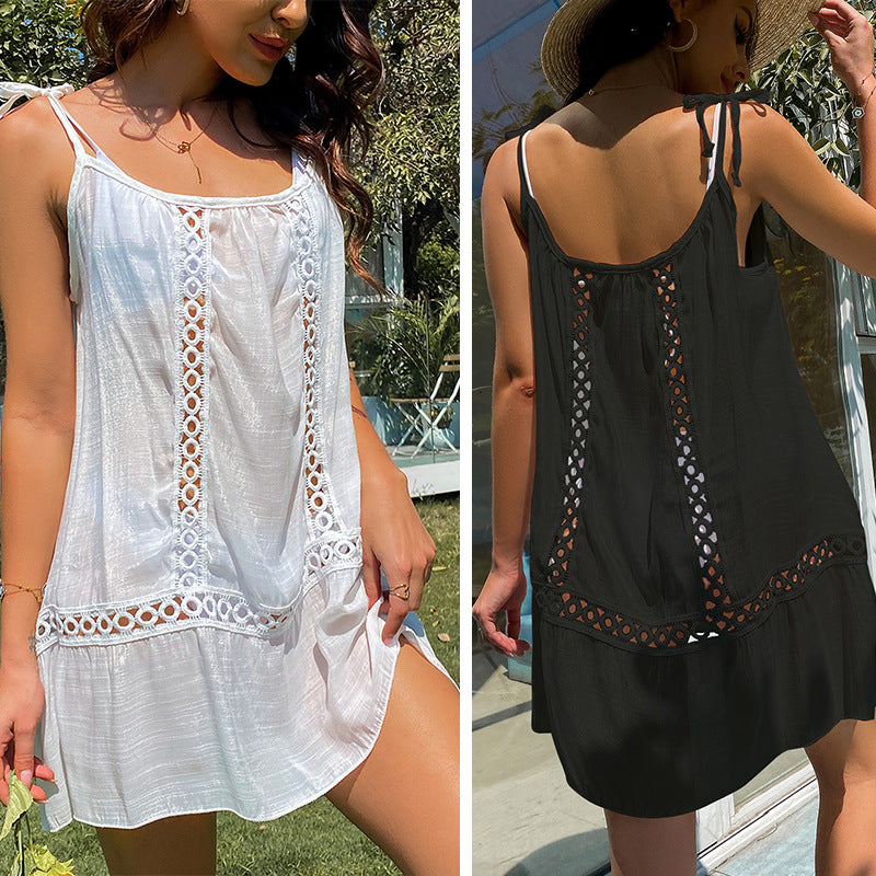 Women Clothing Summer Fashion Sexy Hollow Out Cutout Ring Loose Beach Dress Cami Dress Bella Mia
