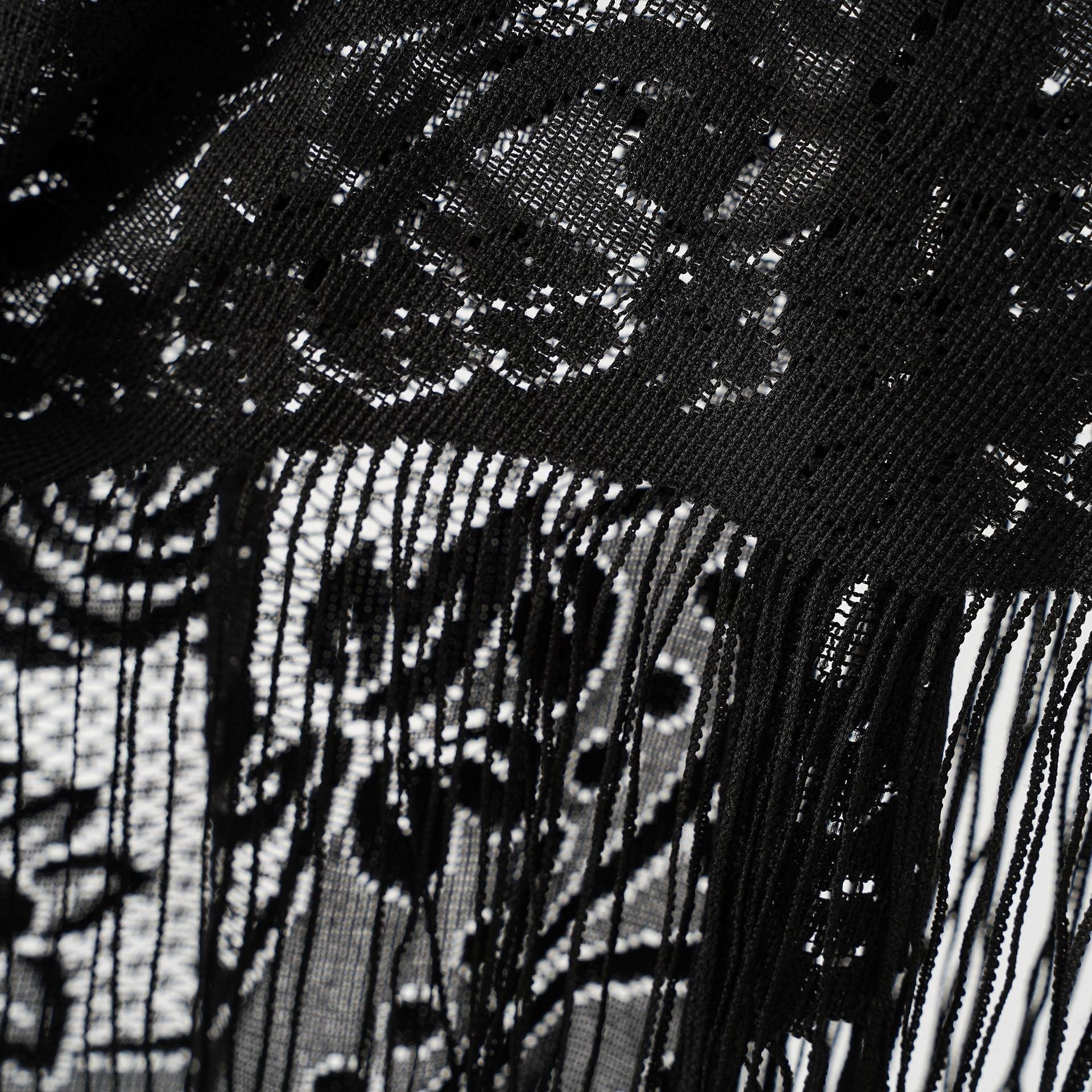 Nylon Hollow Out Cutout Breathable Tassel Triangle Shawl Women Scarf Bella Mia