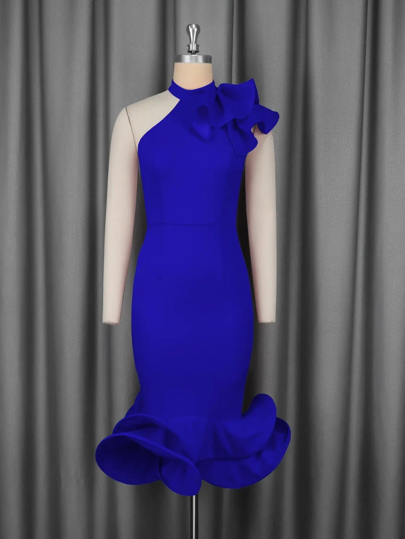 Elegant Half Turtleneck Ruffled Dress off Shoulder Ruffled Hem Cocktail Evening Dress Bella Mia