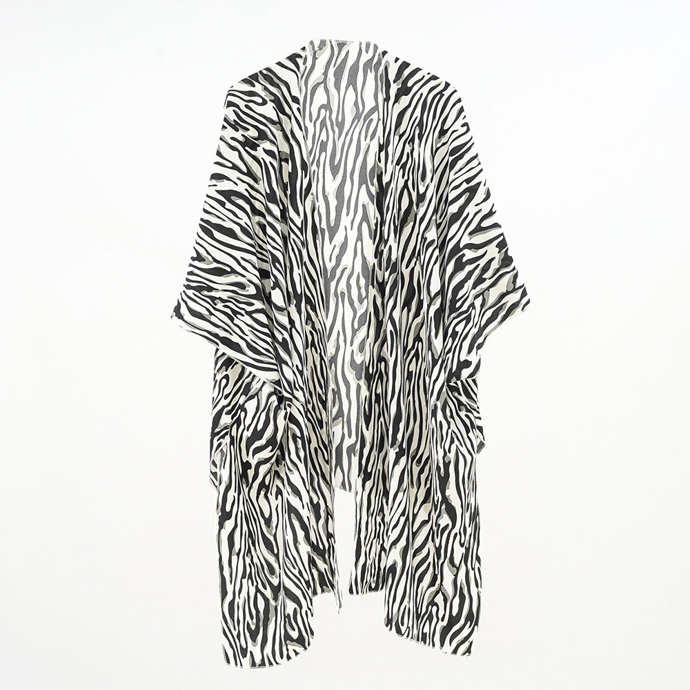 Black White Tree Print Sun Protection Seaside Vacation Quick-Drying Sun Protection Clothing Women Blouse Bella Mia