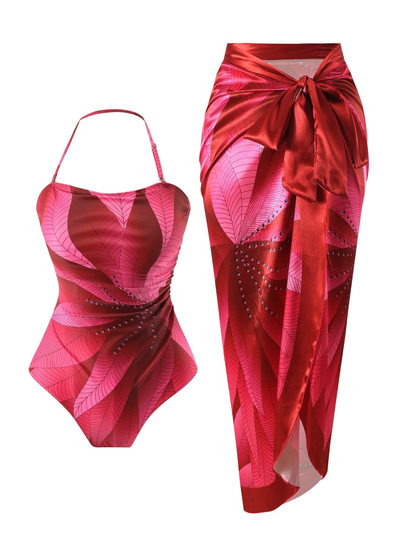 Conservative Swimsuit Digital Printed Belly Covered Halter Gauze Swimsuit for Women Bella Mia