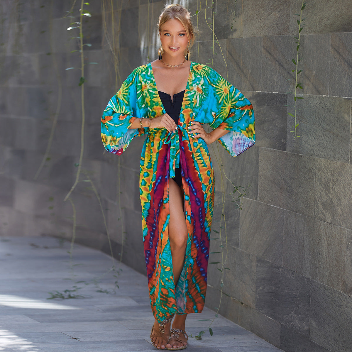 Rayon Belt Beach Cover up Sun Protective Blouse Sun Protection Cardigan Women Swimsuit Bikini Cover up Bella Mia