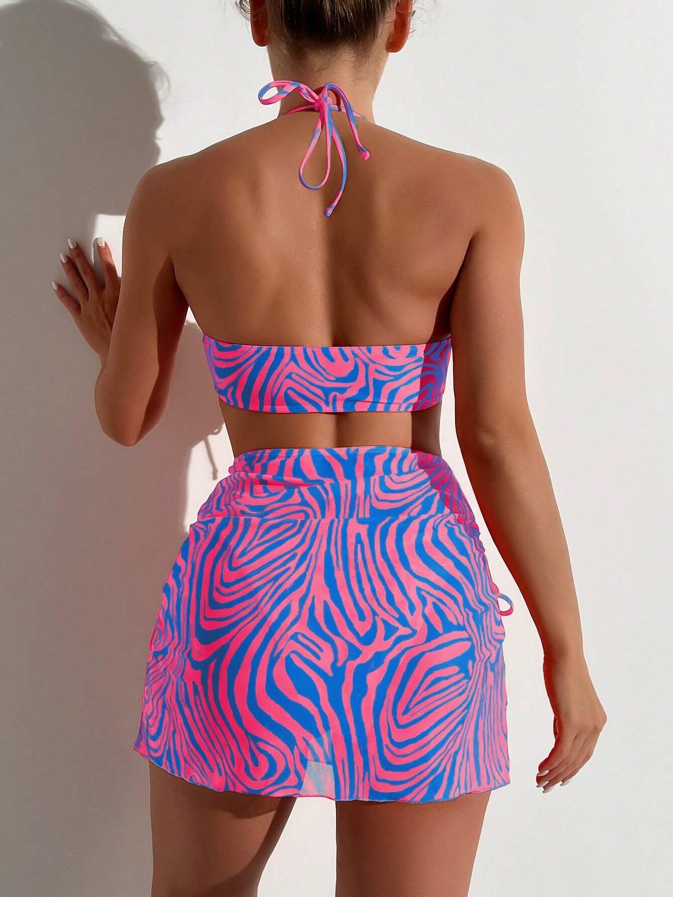 Swimsuit Women Striped Split Three Piece Printed Bikini Bikini Swimsuit Bella Mia