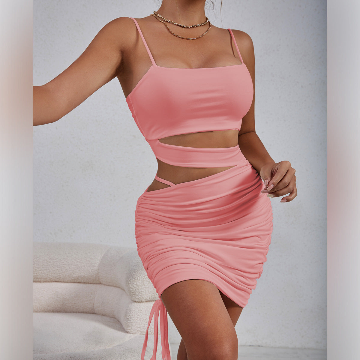 Summer Women Clothes Sexy Hollow Out Cutout out Camisole Pleated Dress Bella Mia
