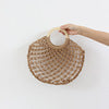 Hollow Out Cutout Straw Bag Fairy Mesh Woven Bag round Wooden Handle Casual Hand Holding Women Bag Beach Bag Bella Mia