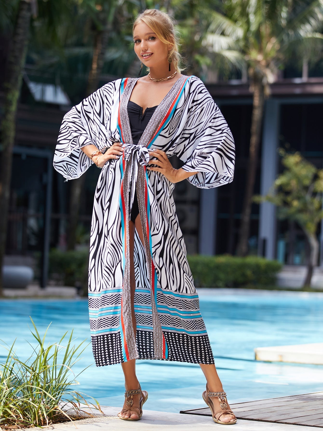 Rayon Belt Beach Cover up Sun Protective Blouse Sun Protection Cardigan Women Swimsuit Bikini Cover up Bella Mia