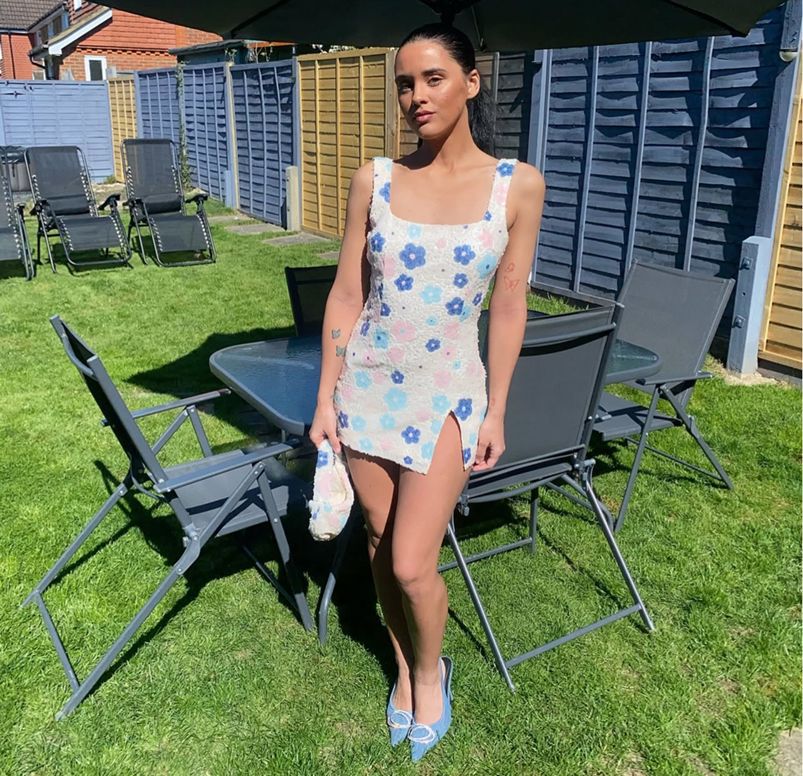 Spring Summer Colorful Floral Diamond Lattice Sequ Split Sheath Sexy Dress Bella Mia