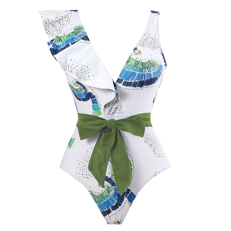 Sexy Swimsuit Women Vintage Ruffled Swimsuit Bikini Chiffon Beach Skirt Set Bella Mia