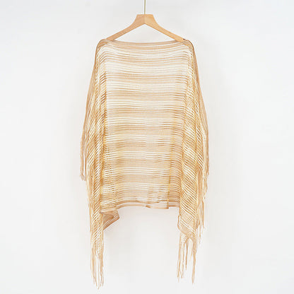 Sexy Mesh Sunscreen Striped Sunscreen Shawl Scarf Lady Shawl Towel