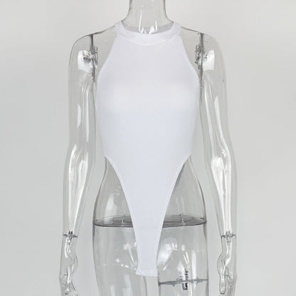 Summer Women Clothing Slim Vest Top Sexy Halter Sleeveless High Slit Bodysuit
