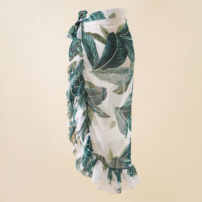 Chiffon Printed Beach Cover up Sexy Slit Skirt Vacation Skirt Beach Cover Up Women Bella Mia