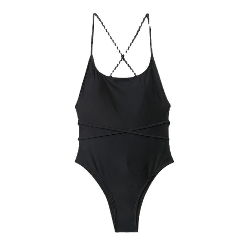 Sexy One Piece Nylon Multicolor Bikini Solid Color Tied Open Back Swimsuit Swimsuit Bella Mia