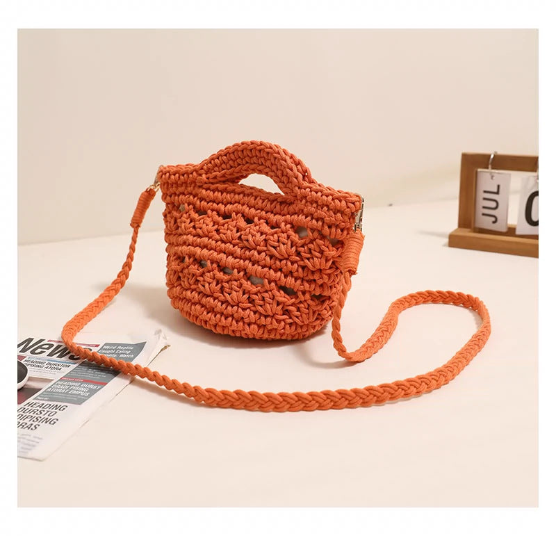 Crossbody Cotton Thread Woven Bag All Matching Hollow Out Cutout Straw Bag Vacation Beach Bag Partysu Women Bag Bella Mia