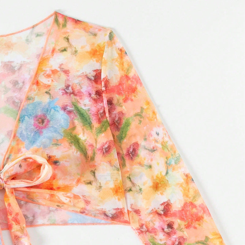 Swimsuit Printing Stylish Beach Dress Bikini Four Piece Suit Swimsuit Women Bella Mia