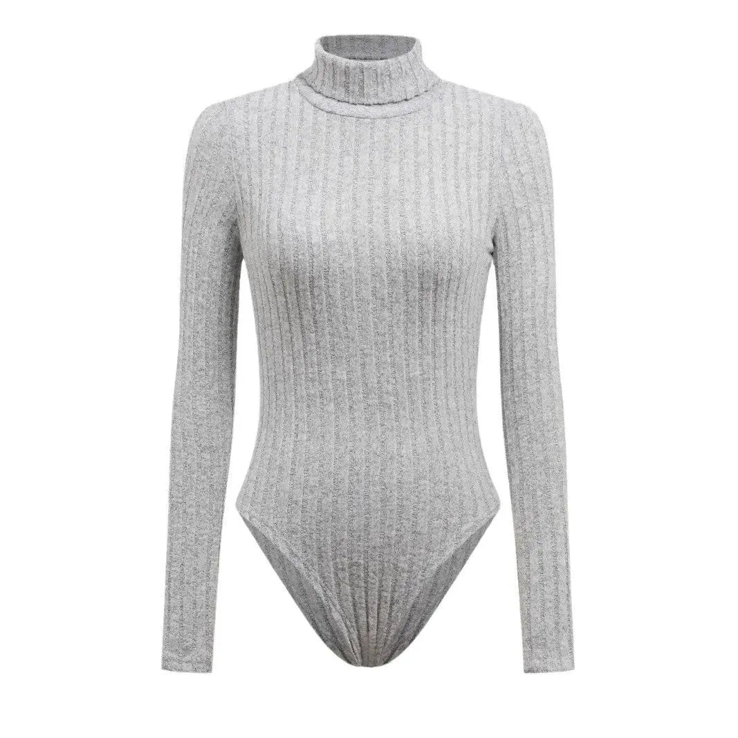 Women Wear Source Knitted Long Sleeve Turtleneck Slim Fit Jumpsuit Bodysuit Bella Mia