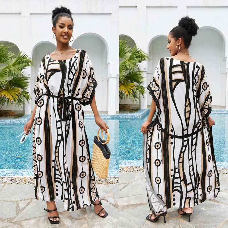 Loose Beach Cover up Vacation Sun Protection Coat Swimsuit Outwear Maxi Dress Bella Mia