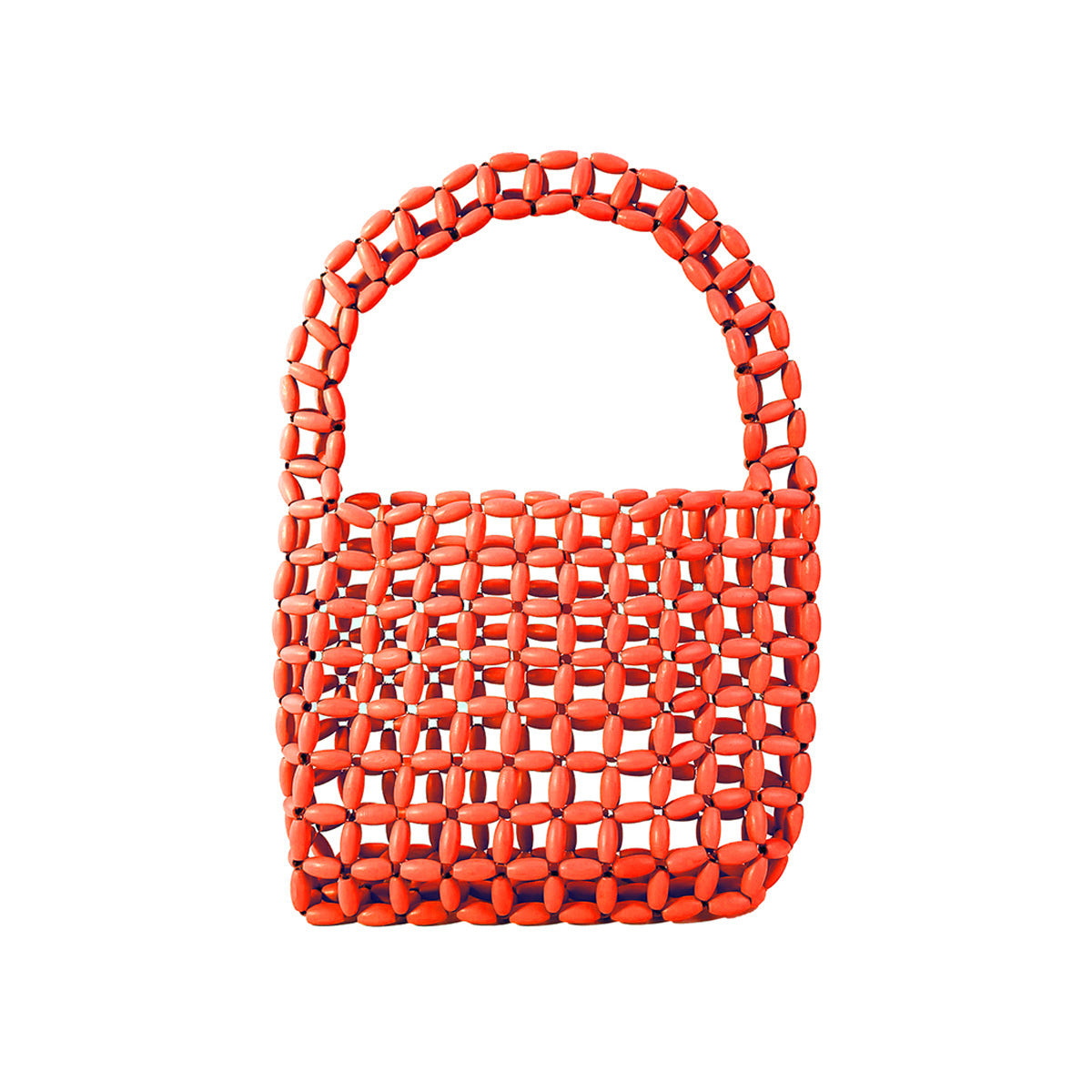 Hand Woven Bag Wooden Bead Handmade Bag Retro High Sense Niche Handbag Small Square Bag Bella Mia