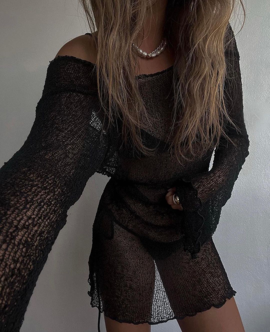 Sexy See Through Backless Slim Fit Comfortable Beach Beach Cover Up Bohemian Woolen Dress Bella Mia