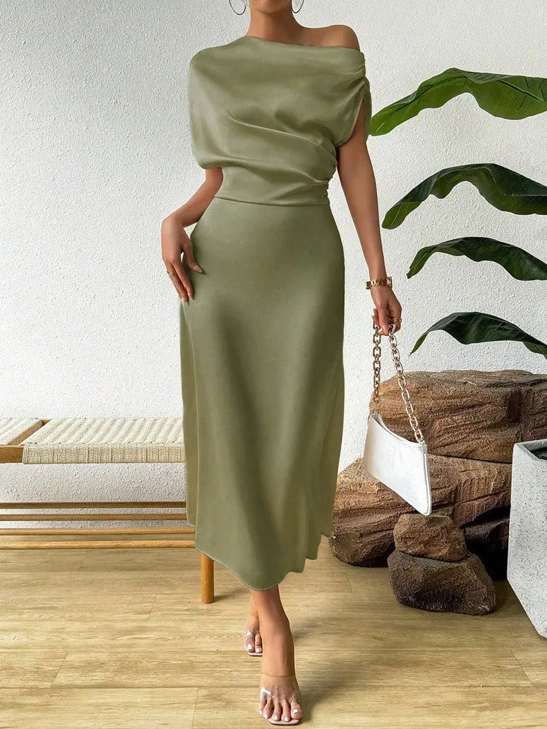Women Clothing Trendy Summer Satin Satin Women Summer Dress Tight Jumpsuit Long Dress Bella Mia