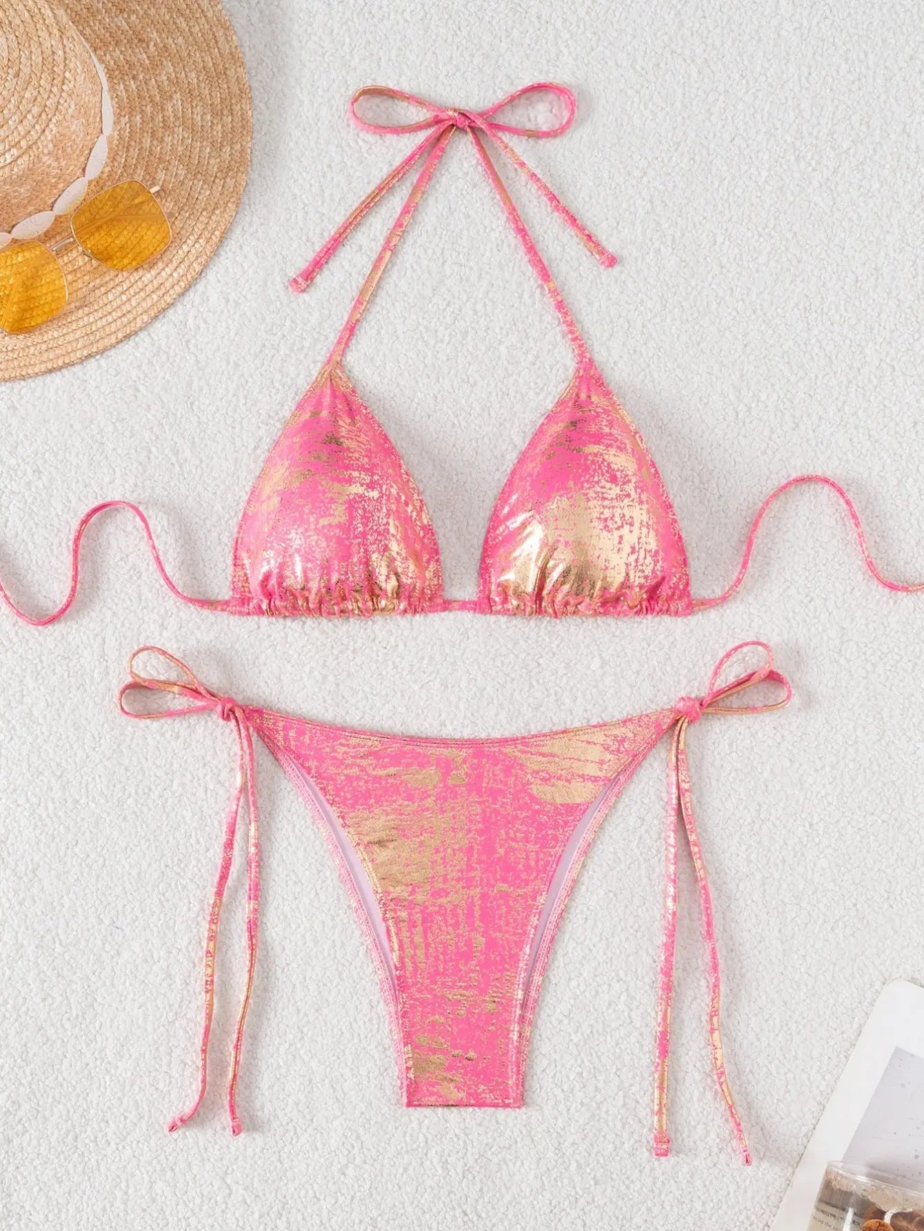 Boho Halter Triangle Bikini Swimwear With Tie Ruched Details Bella Mia