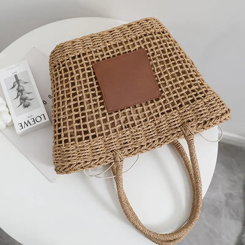 Niche Thailand Straw Bag Retro One Shoulder Portable Hollow Out Cutout Woven Bag Women Seaside Vacation Beach Bag Bella Mia