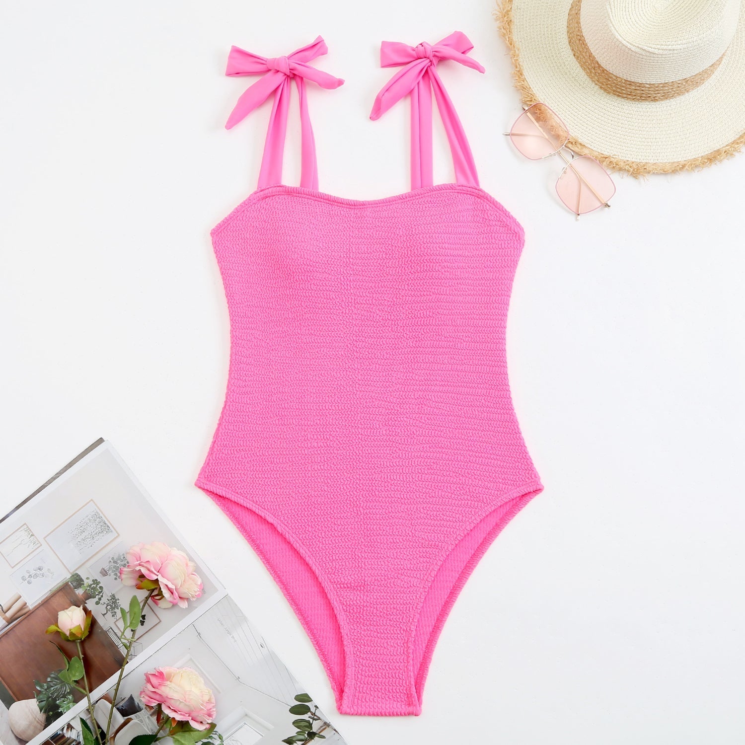 Pleated Wave Cloth One Piece Lace up Swimsuit Swimsuit Bikini Bella Mia