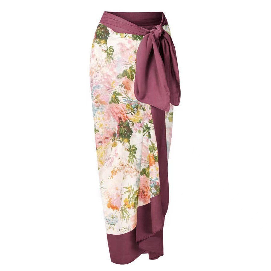 One Piece Printed Skirt Conservative Swimwear Two Piece Women Swimsuit Bella Mia