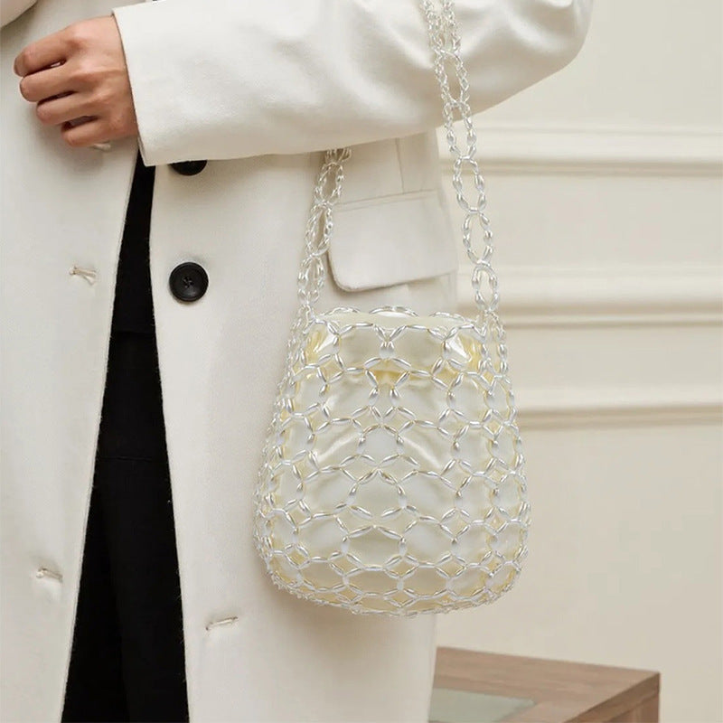 Handmade Beaded Hollow Out Cutout Bag Minority Simple Woven Finished Handbag Bella Mia