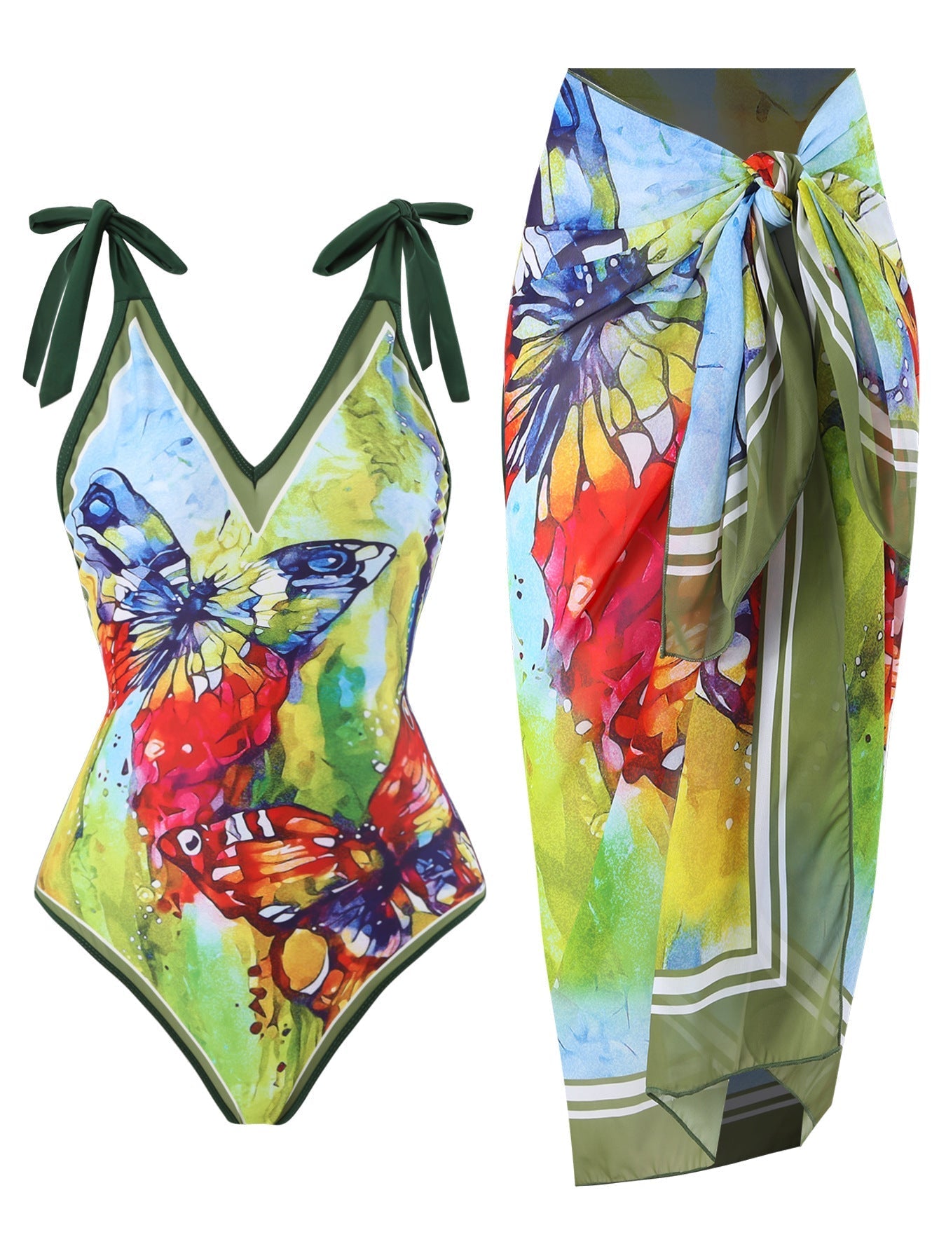 Lonkey Swimsuit Printed Two Piece Suit Conservative Cover Swimsuit Women Bikini Bella Mia