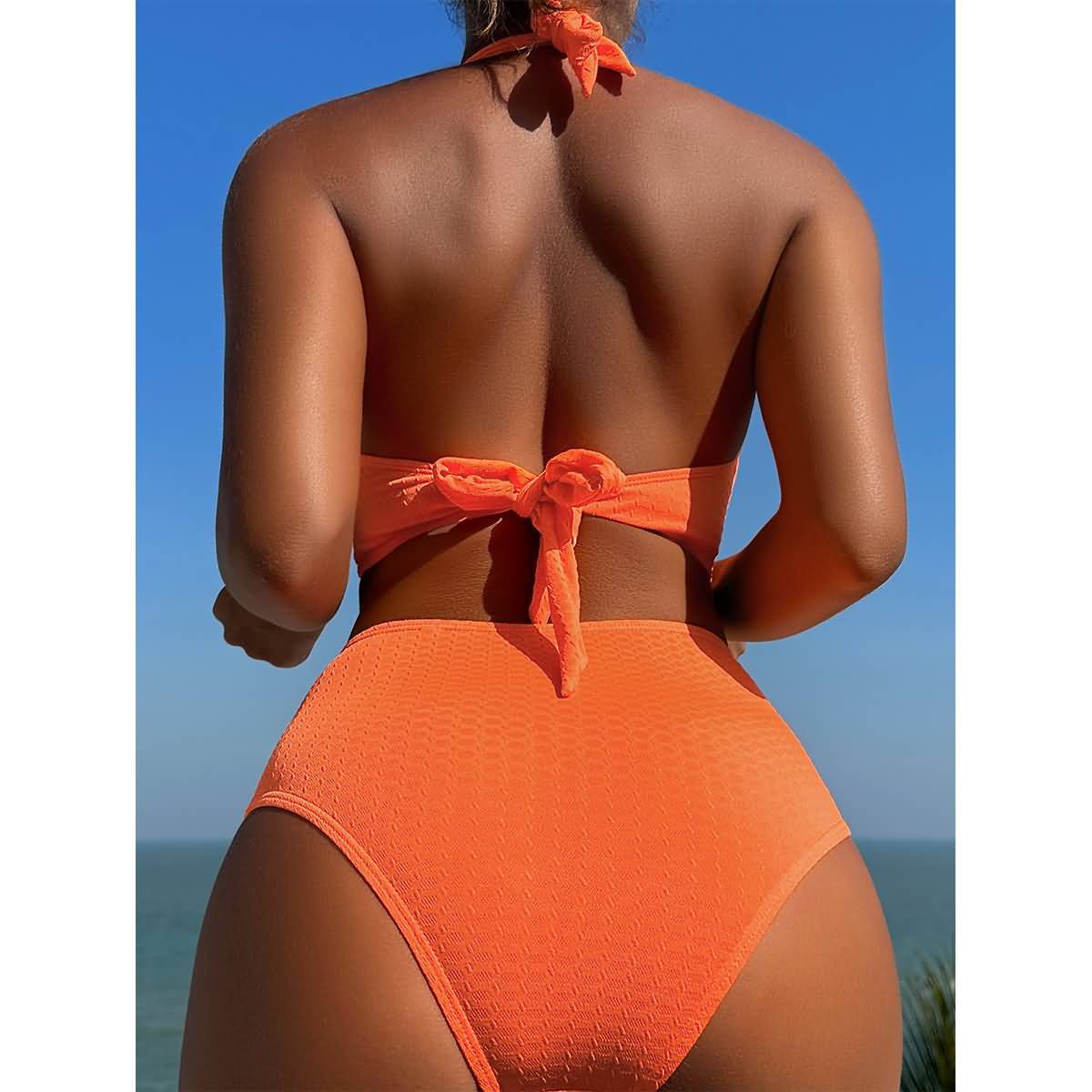 Sexy Bikini Ladies Split Backless Swimsuit Ribbon Swimsuit