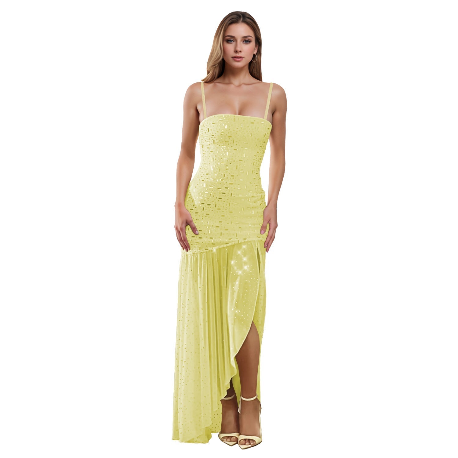 Women Wear Summer Sexy Drilling Sleeveless Split Dress Bella Mia