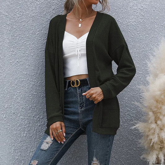 Autumn Winter Casual Women Wear Basic Long Sleeve Solid Color Long Sweater Cardigan Bella Mia
