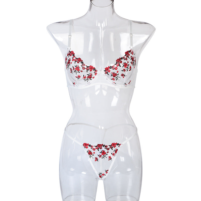 Sexy Two Piece Floral Embroidery Stretch Sexy See Through Lingerie Set Bella Mia