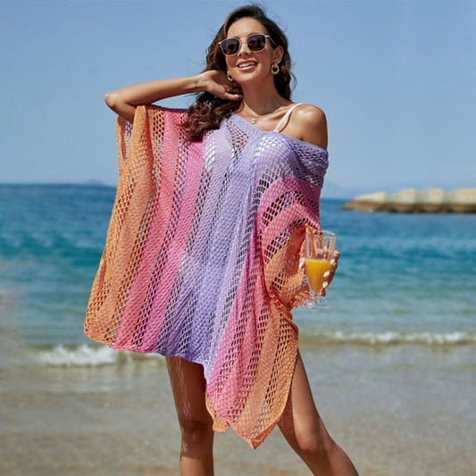 Women Hollow Out Cutout Knitted Sun Protection Shirt Bikini Swimsuit Outwear Overclothes Sexy Loose Pullover Beach Cover up Crochet hook Bella Mia
