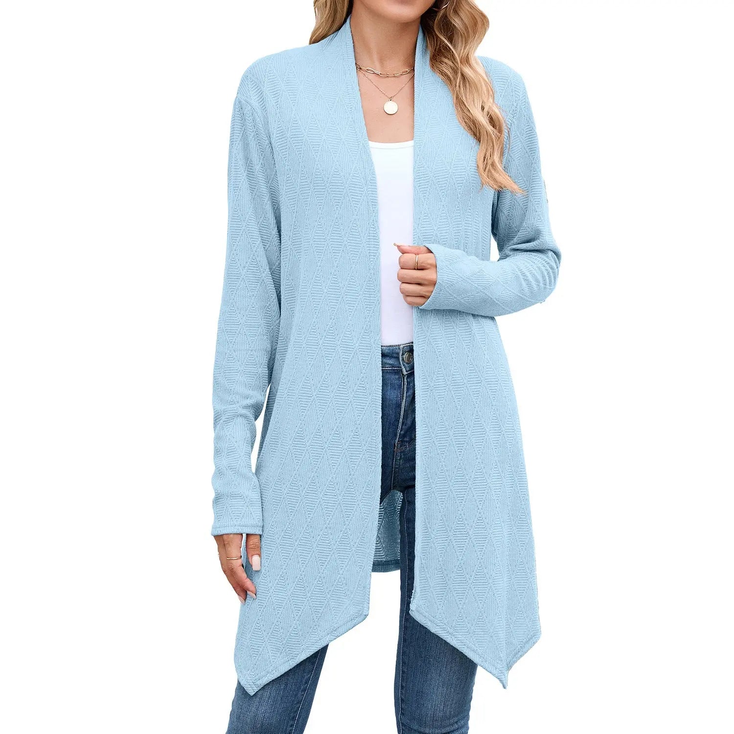 Women Clothing Autumn Solid Color Long Sleeved Knitted Cardigan Coat Long Shirt Women Bella Mia