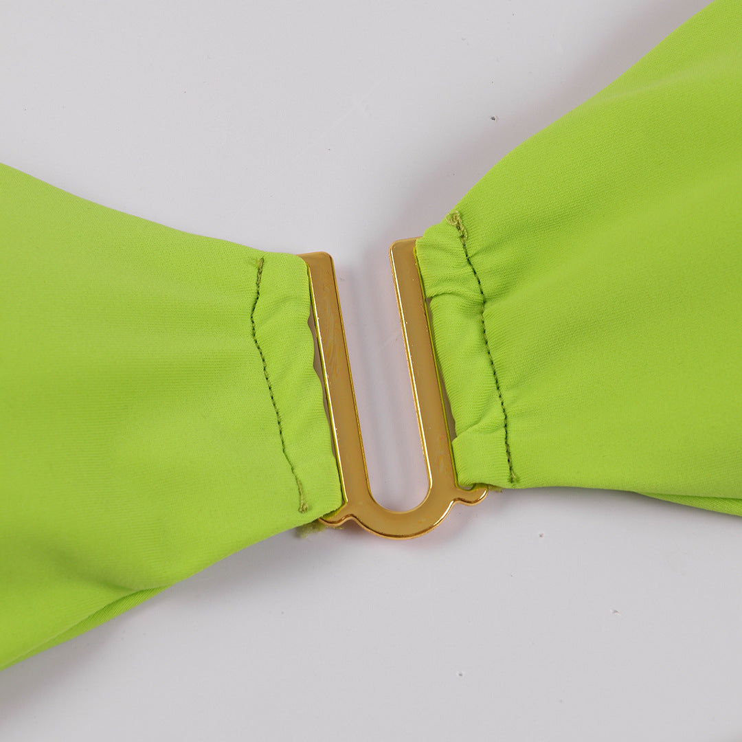 Fresh Solid Color High Slit Low Waist Bikini Sexy Split Swimsuit Women Bikini Bella Mia