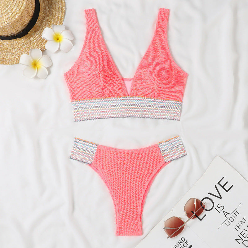 Swimsuit Split Board Solid Color Ribbon Sexy Bikini Swimsuit Bella Mia