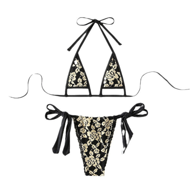 Swimwear Women Lace up Halterneck Split Bikini Three Point Sexy Beach Swimsuit Bella Mia