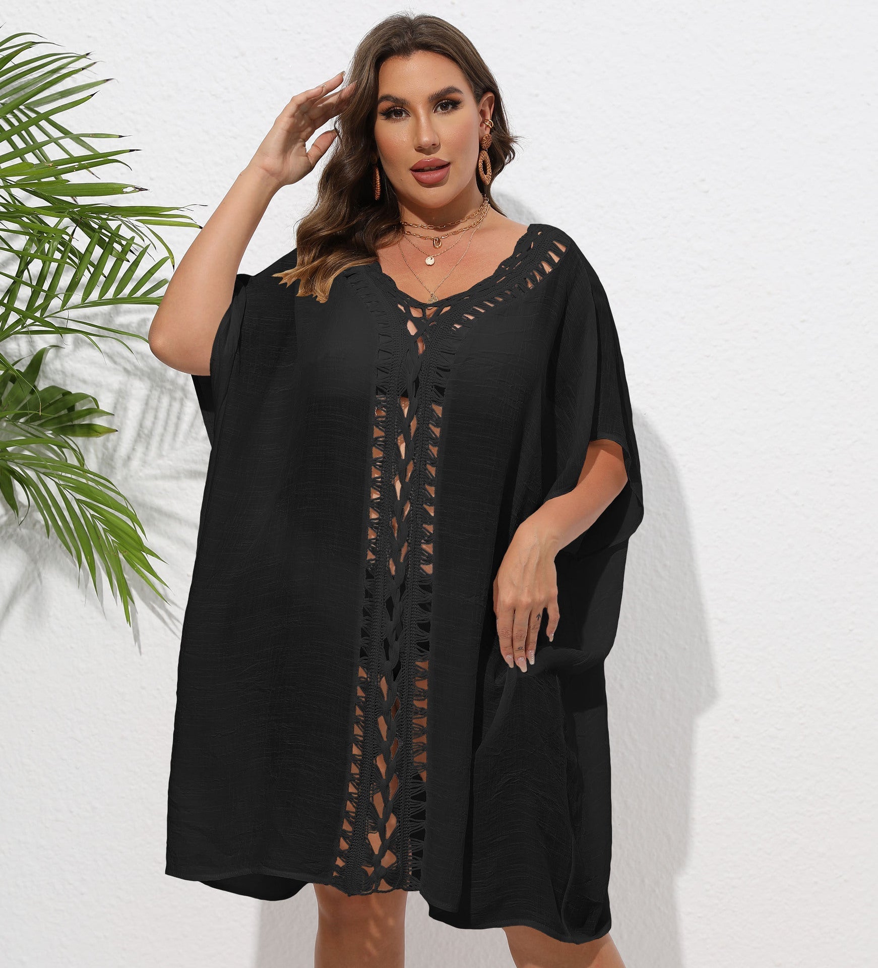 Women Dress Women Clothes Crochet Stitching Loose Beach Bikini Cover Up Blouse Bella Mia