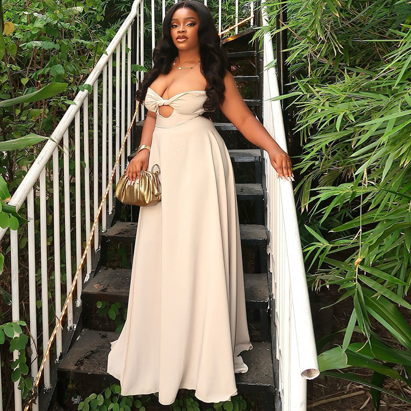 Women Clothing Soft Solid Color Light Floating Princess Dress Elegant Graceful Sling Sleeveless Length Dress Bella Mia