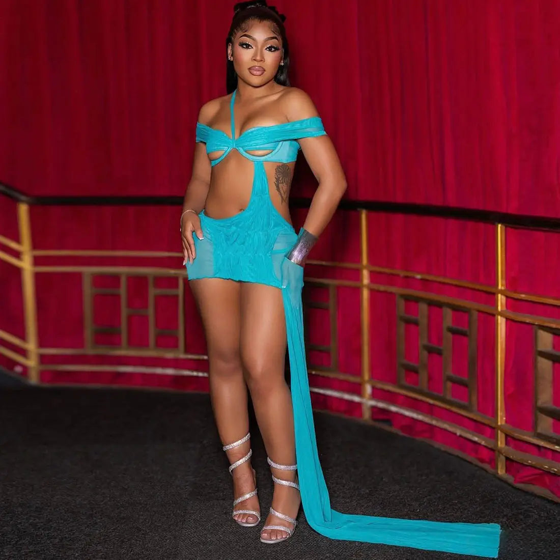 Autumn Sexy See through Irregular Asymmetric Backless Lace up Hip Women Clothing Bella Mia