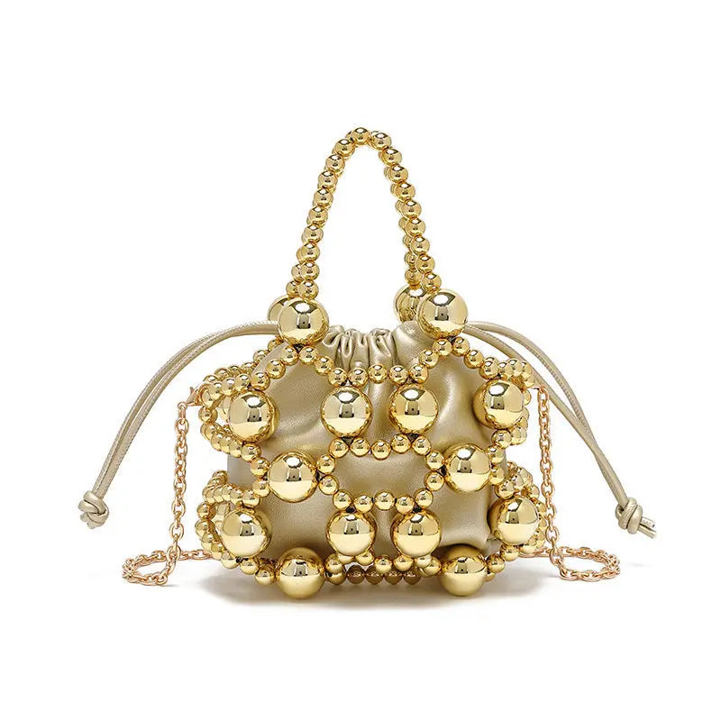 Special Interest Design Beaded Bag Fashionable All Match Exquisite Hollow Out Cutout Beads Woven Bag High Grade Portable Shoulder Messenger Bag Bella Mia