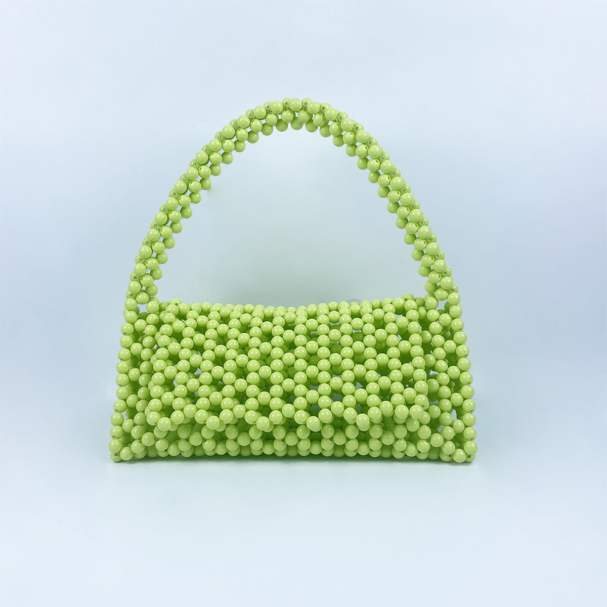 Pearl Bag Women Hand Woven Acrylic Beaded Bag Retro Fairy Small Handbag Triangle Wrist Bag Bella Mia